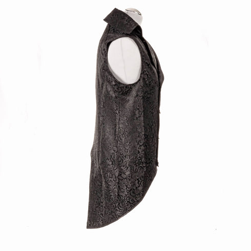 SiaLinda for Men: Langweste Aki, Jacquard, Frack Weste, Brokat schwarz - SiaLinda.com